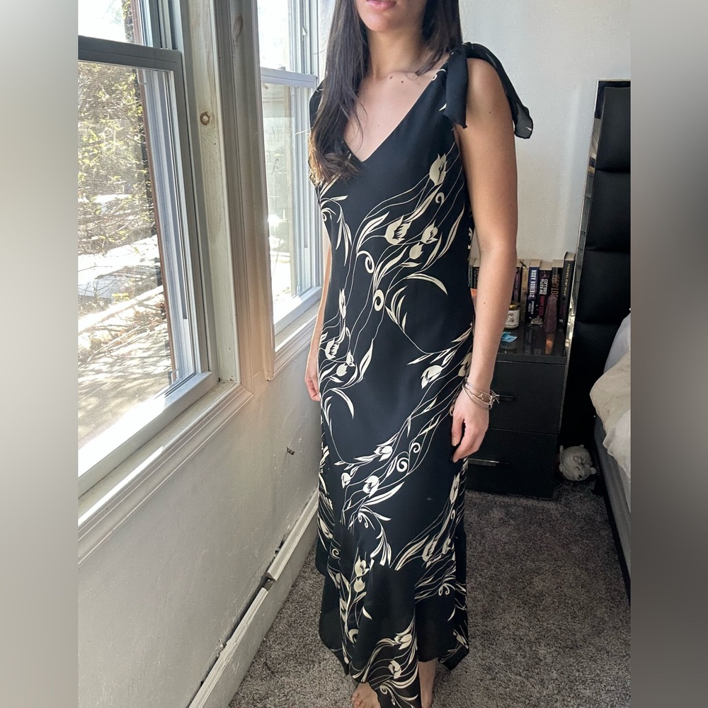 VTG Jonathan Martin Studio black and white floral fairy maxi dress